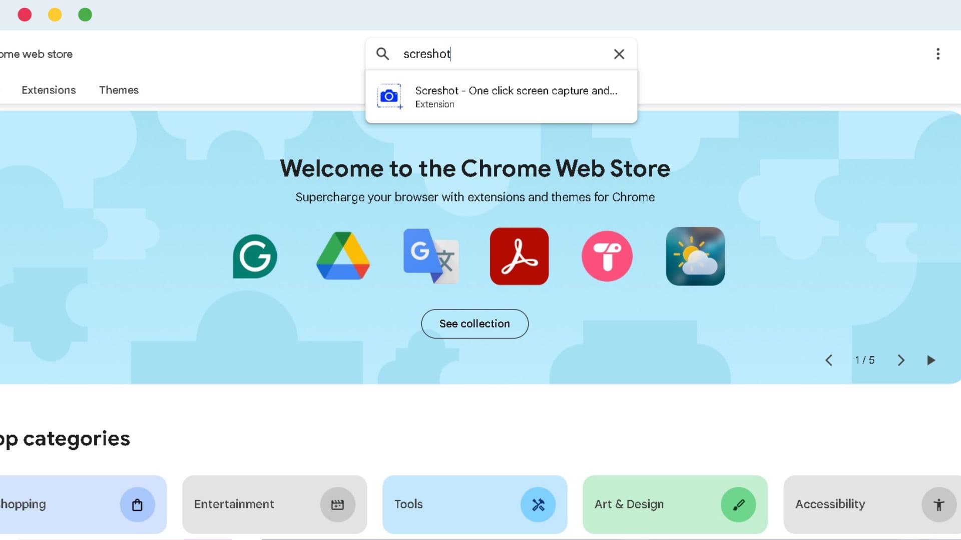 Installing Screshot from Chrome Web Store